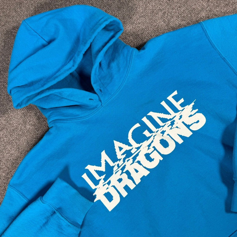 Imagine Dragons Mercury World Tour Hoodie Blue Sweatshirt Mens Medium #4249